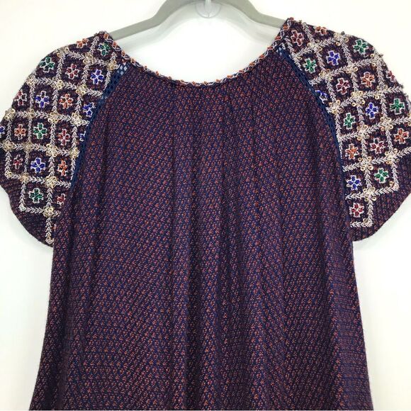 Free People IN THE CLOUDS Dark Knit Embroidered Sweater Tunic / Mini Dress - Picture 9 of 16